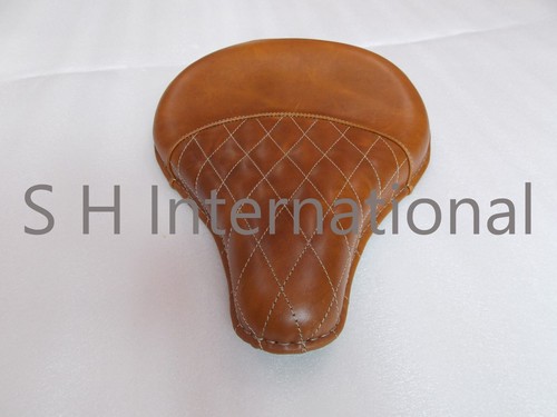 Fit For Royal Enfield Bullet Standard 350 500 Front Seat Brown Tan Leather - Picture 3 of 12