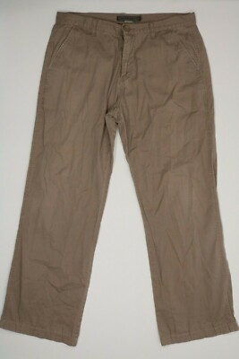 Mens Giordano Gray Khaki Pants (Flat Front) 36x32 EUC