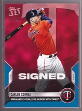 Carlos Correa Astros FREE AGENT Signed TWINS 2022 Topps Now ST-12 Blue 22/49