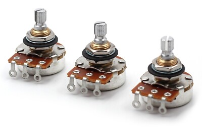 Bourns 250k Potentiometer - Short Split Shaft Audio Taper, Low Friction Pot (3x)
