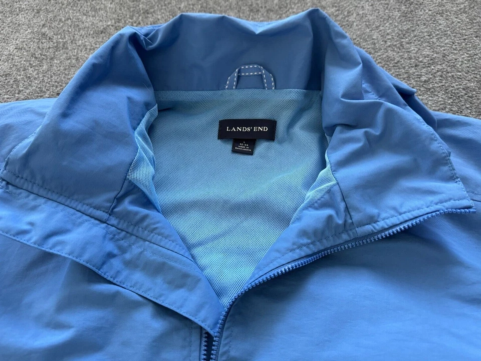 Chaqueta cortavientos LANDS' END cremallera completa para mujer grande azul impermeable Foto 4 de 4