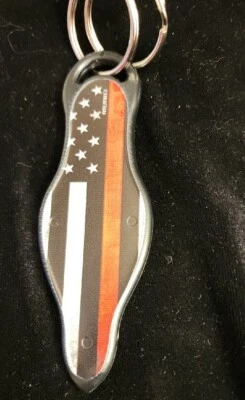 Munio Self Defense Key Chain Thin Red Line Firefighter Kubaton Personal Safety