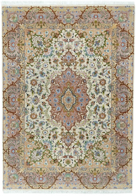 Tabriz 50Raj-Handgeknüpfter Perserteppich mit Seidenanteil 216 x 154 cm