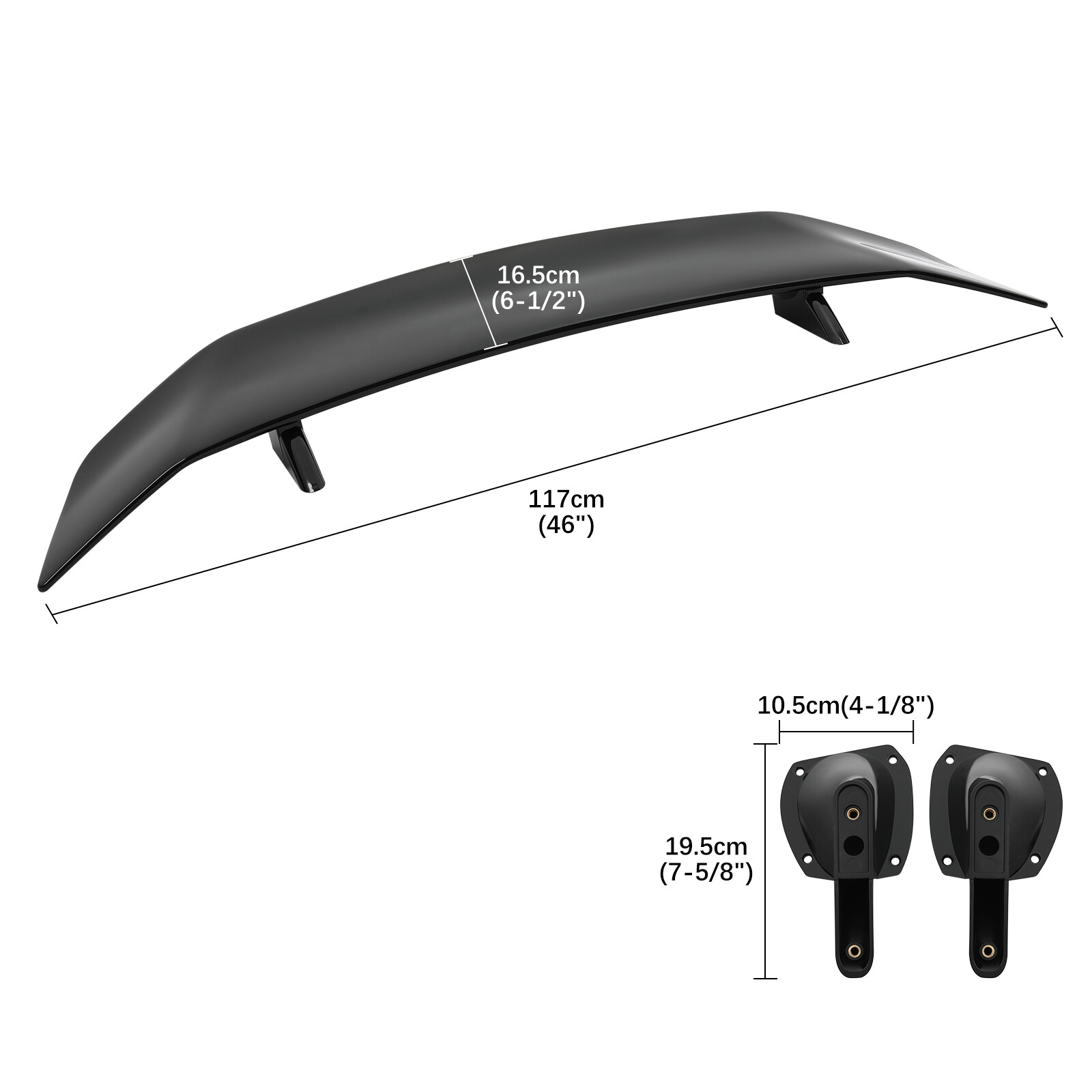 For AUDI R8 ABS GT Style Rear Trunk Spoiler Wing Lip with Bracket Glossy Black
