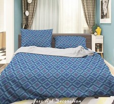 3D Geometric Blue Pattern Quilt Cover Set Duvet Cover Bedding Pillowcases