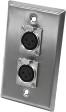 Speakers Dual XLR Female Connectors, Stainless Steel Wall Plate