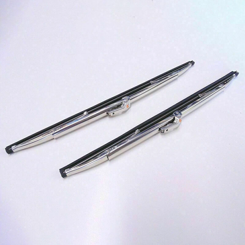 12" Polished Stainless Steel Front Windshield Wiper Blades 1 Pair - Image 3 of 4