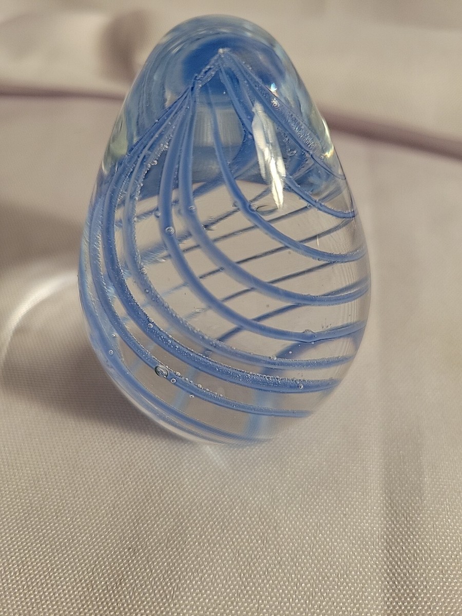 Vintage Murano Glass Egg Shaped Paperweight Blue Swirls | eBay