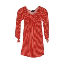Pretty Little Thing Red White Striped Ruffle Long Sleeve Top 4