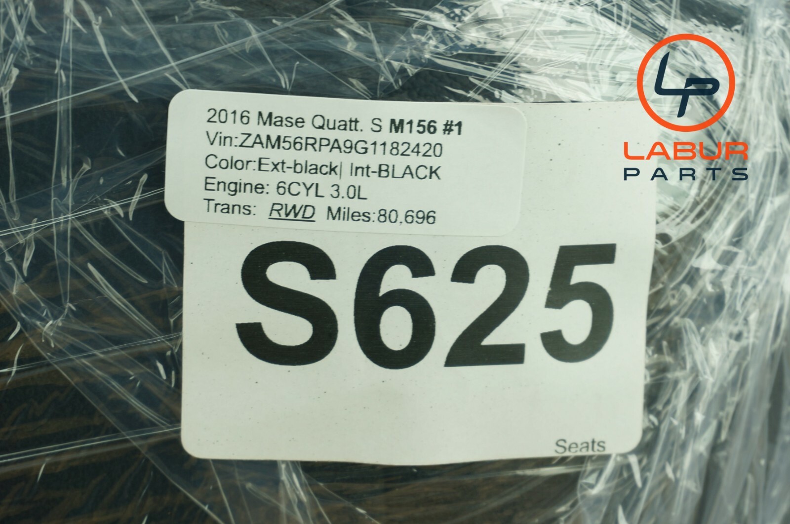 M156 14-17 Maserati Quattroporte Front Left Lower Bottom Seat Cushion Black S625