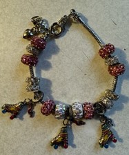 Roller Skate Themed Snake Chain Charm Bracelet