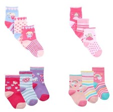 Baby Girls Socks 3 pairs Pink Fairy Princess Rainbow Butterfly Sizes 0-24 Mths