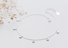 Women Delicate Dangle Star 925 Sterling Silver Chain Anklet Bracelet 8.25-9.5"