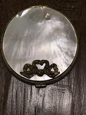 Vintage Mother of Pearl Compact Powder Mirror Beautiful Free Shipping