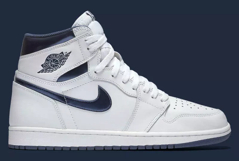 Nike Air Jordan 1 Retro High OG White Metallic Navy size 14. 555088-106. red