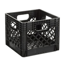 Juggernaut Storage 16QT Heavy-Duty Plastic Square Milk Crate Black...
