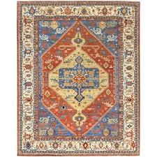 9'x11'9" Blue Heris Design 200 KPSI Pure Wool Hand Knotted Oriental Rug R82880