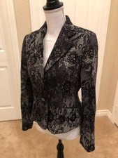 HARVE BERNARD Black  White Button Down Blazer , 6