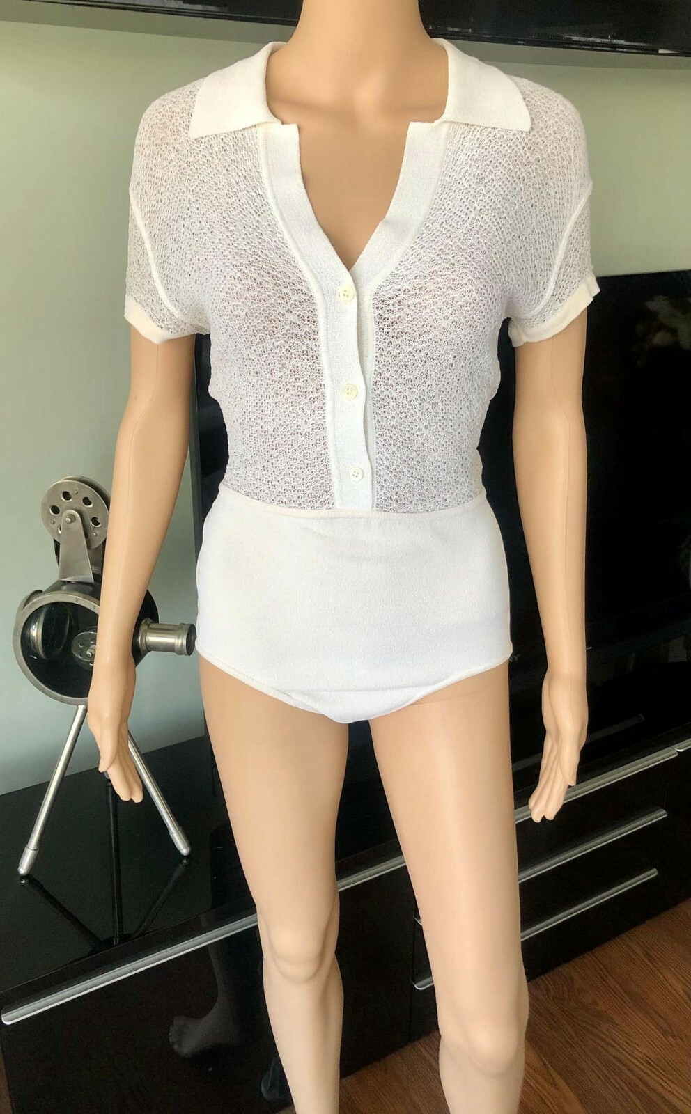 Azzedine Alaia 1989 Vintage Semi-Sheer Bodysuit Romper image 6
