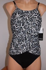 NWT Magic Suit by Miraclesuit Swimsuit 1 one piece swimwear Sz 8 Grey Hi neck