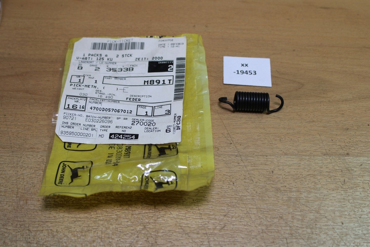 John Deere M891T Spring NOS NEU genuine xx19453 | eBay