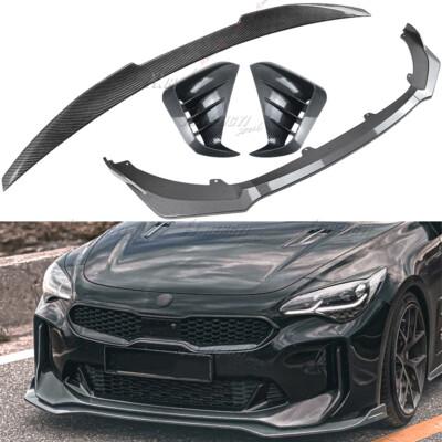 For KIA Stinger GT 18-23 Front Bumper Lip+Rear Trunk Spoiler+Front Side Trim