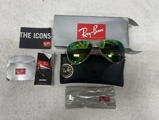 Ray-Ban RB 3025 Aviator Large Metal Sunglasses Gold Frame Blue Lens 112-19