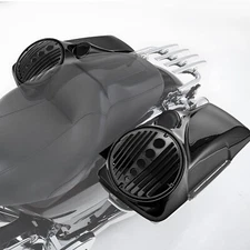Vivid Black 8" Speaker Hard Saddlebag Lids w/ Tweeter Port For Harley FLTR FLHT