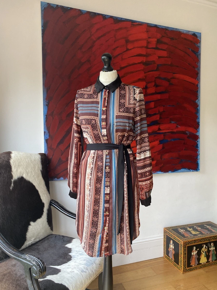 Funky Chiffon Shirt Dress Size XS With Belt eBay