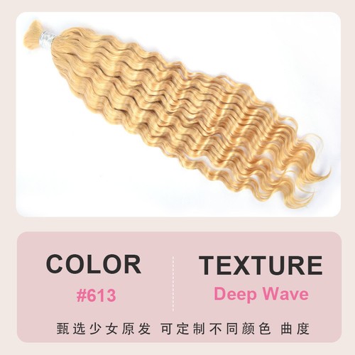 Real Human Hair Bulk for Braiding Deep Wave Brazilian Remy Bulk Hair Extensions - Picture 10 of 35
