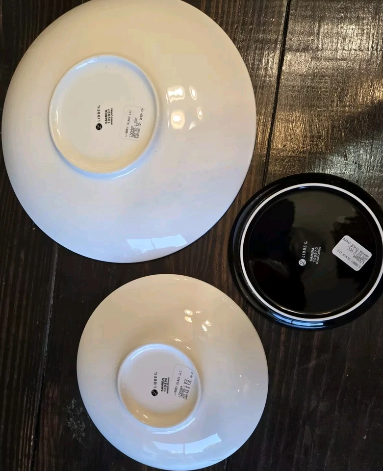 Libbey Samira 3 Piece Serving/Dessert Trays-Black & White Designs - Image 4 of 4