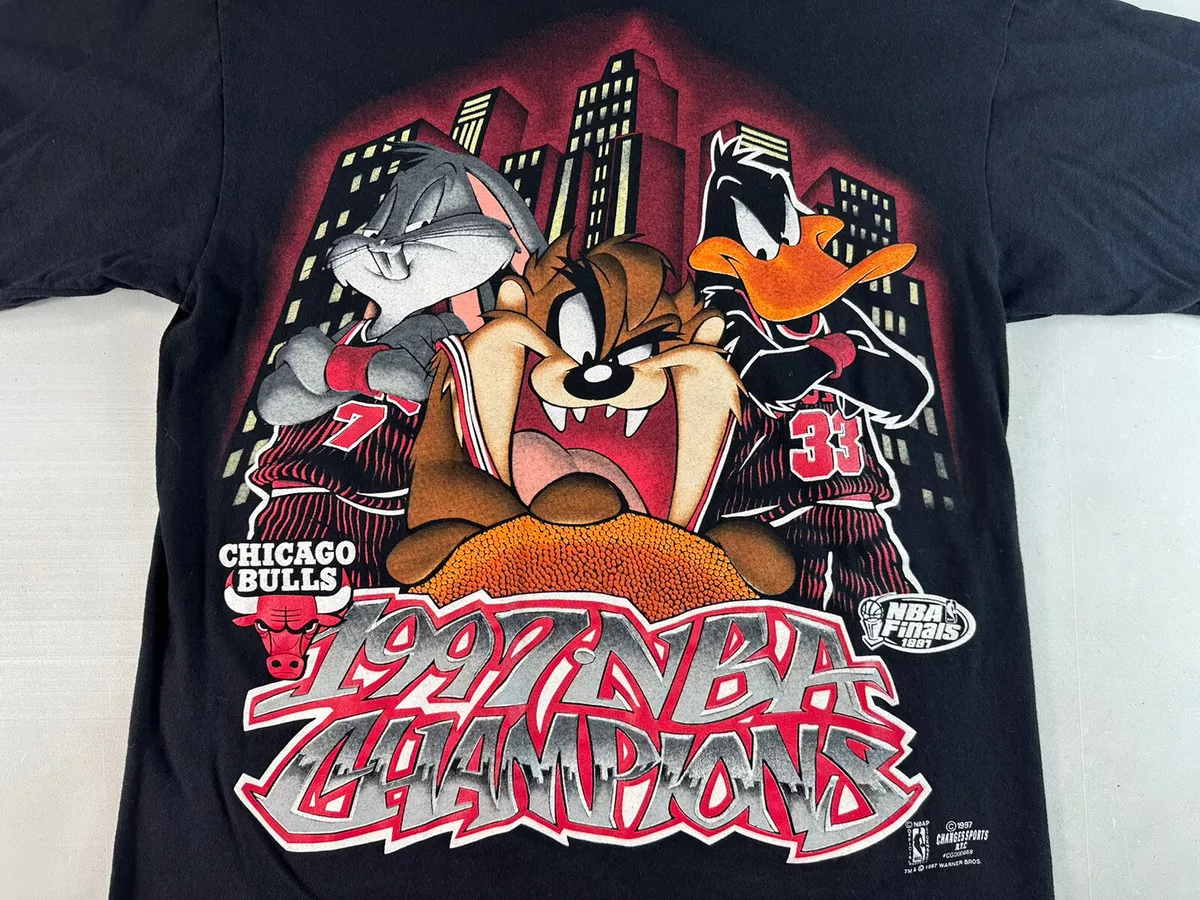 Vintage 1997 NBA Champions Chicago Bulls Taz Black T-Shirt Sz M | eBay