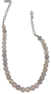 Lia Sophia Infinitme Genuine Gray Agate Strand Necklace 16  no claps only strand
