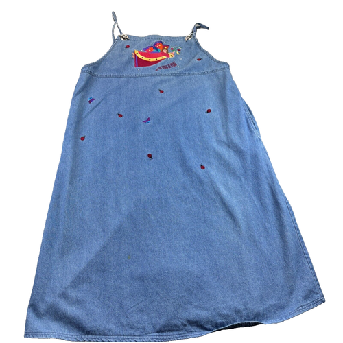 Quacker Factory womens 14 denim Jumper Dress Spring Angel