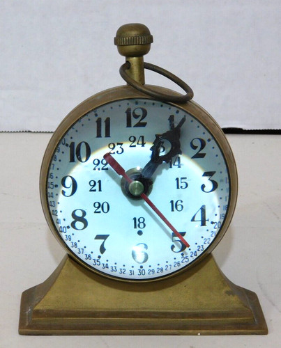 Vintage Nautical Round Bubble Desk Clock Brass Gold Tone TESTED/WORKING