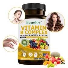 Vitamin B Complex Contains B1,B2,B3,B5,B6,B7,B9,B12,Choline,Inositol