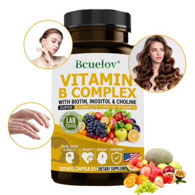 Vitamin-B-Komplex enthält B1, B2, B3, B5, B6, B7, B9, B12, Cholin, Inositol