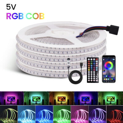 5V USB COB LED Strip Light RGB Flexible Tape Lights DIY Lighting Waterproof