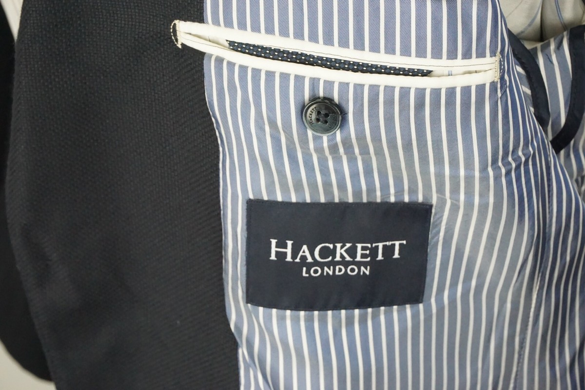 Hackett London Navy Blue Woven 100% Wool Sport Coat Blazer