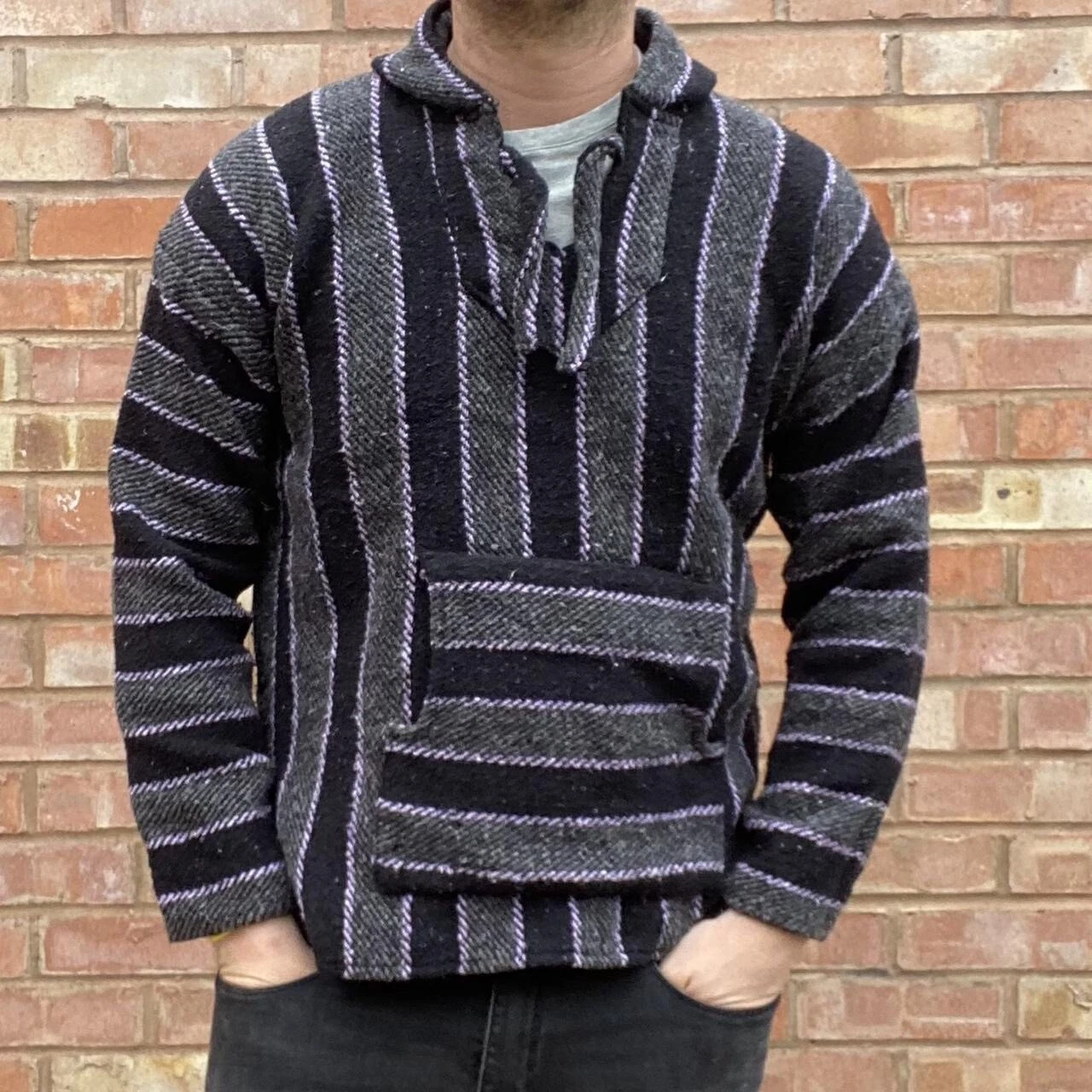 Festival Poncho Black Knitted Pullover Windbreaker Thick Outdoor Jumper Alpaca