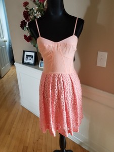 peach fit and flare dress