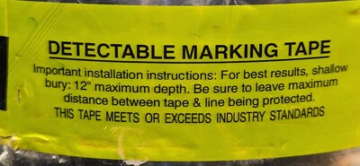 Detectable Gas Line Marking Tape OSHA Ansi 3inch 1000ft Safety Digging Code
