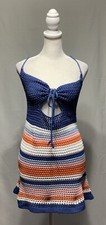 SHEIN Women's Sz Small Crochet Tricolor Beach Cover Up Dress