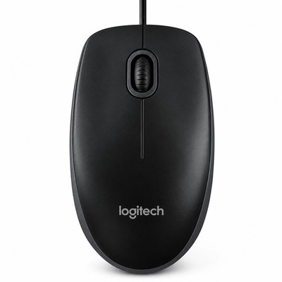 Logitech B100 USB Optical Mouse Black Wired Computer Mouse for PC Laptop