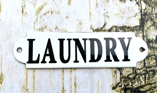 VINTAGE 6x1.5" LAVATORY GASOLINE PORCELAIN PUMP STATION MOTOR OIL GAS SIGN