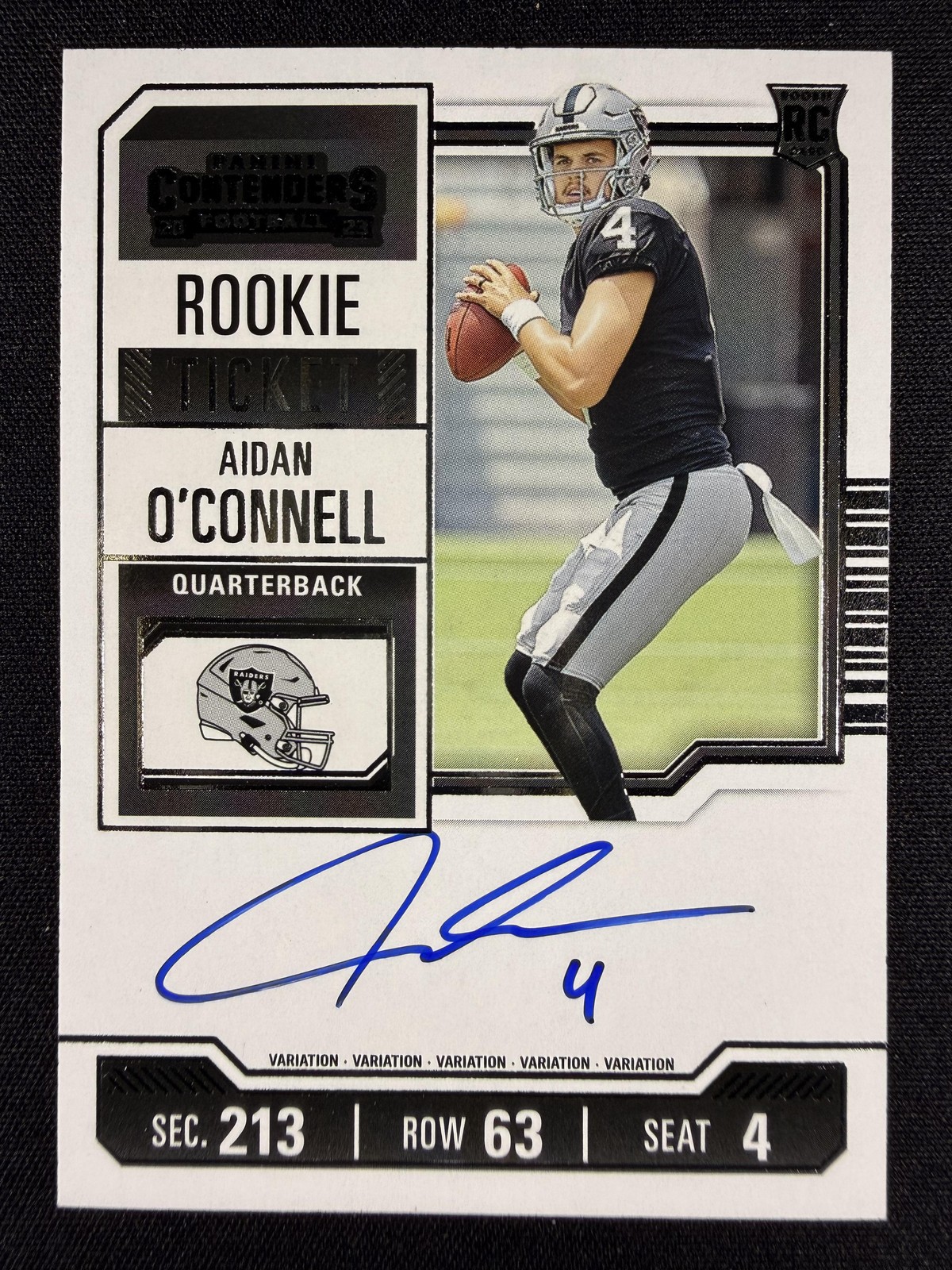 2023 Panini Contenders #101 Aidan O'Connell Rookie Ticket Autograph