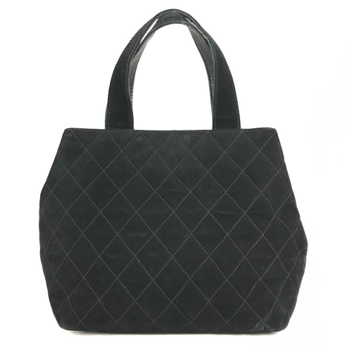 CHANEL CC Coco Mark Stitch Matelassé Quilted Tote Bag Handbag Suede Black Auth - Picture 3 of 10