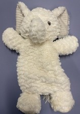 Mary Meyer Baby Elephant Lovey Security Toy 12" Plush White Gray Flat