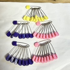 44 Pcs Diaper Pins, Pin with Safe Locking Caps, 18 pink ,16 purple ,10 yellow