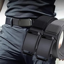 Men's Canvas Tactical Belt Automatic Buckle Casual Outdoor Work Pants Belt